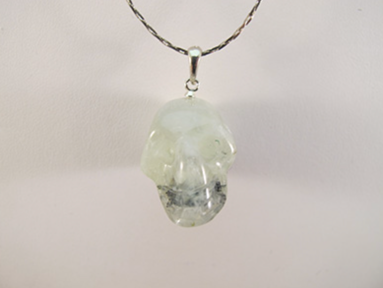 MP-1-EP : Epidote in Prehnite Crystal Skull Pendant (medium)