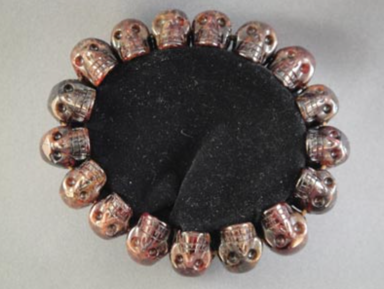 J-B-G : Crystal Skull Bead Bracelet - Garnet