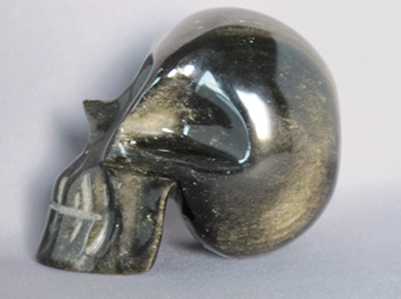 GSO-L-622 : Golden Sheen Obsidian Crystal Skull