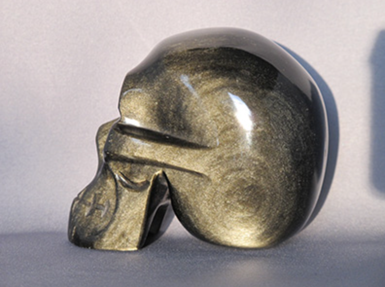 GSO-L-762 : Golden Sheen Obsidian Crystal Skull