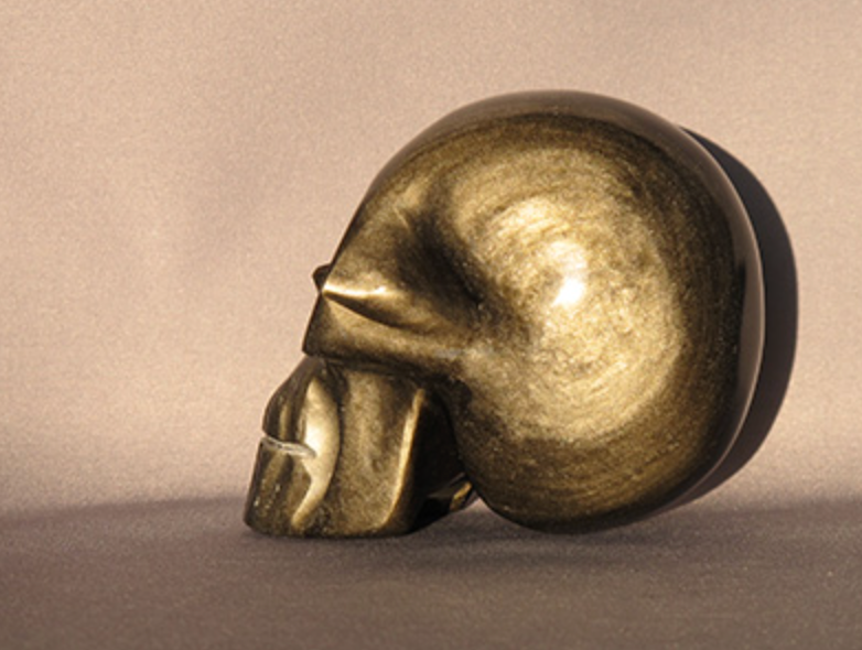 GSO-L-795 : Golden Sheen Obsidian Crystal Skull