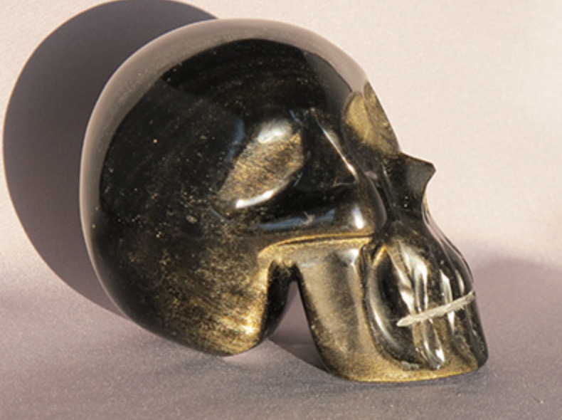 GSO-L-795 : Golden Sheen Obsidian Crystal Skull