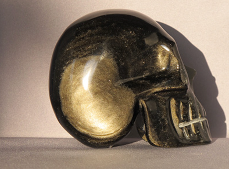 GSO-L-953 : Golden Sheen Obsidian Crystal Skull