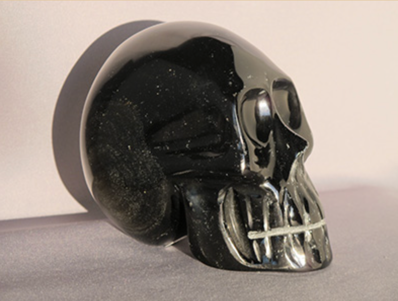 GSO-L-953 : Golden Sheen Obsidian Crystal Skull