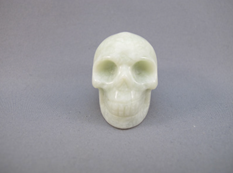 J-S-50-lm : Light Mint Green Jade Crystal Skull