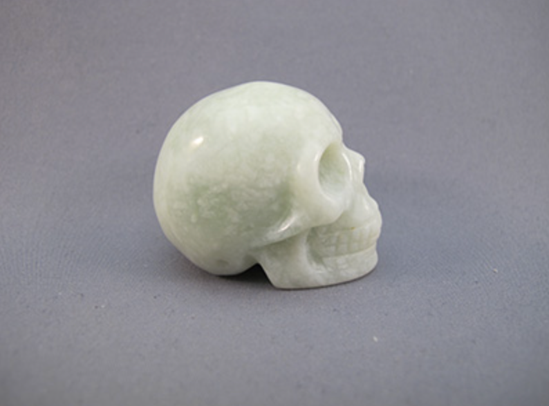 J-S-50-lm : Light Mint Green Jade Crystal Skull