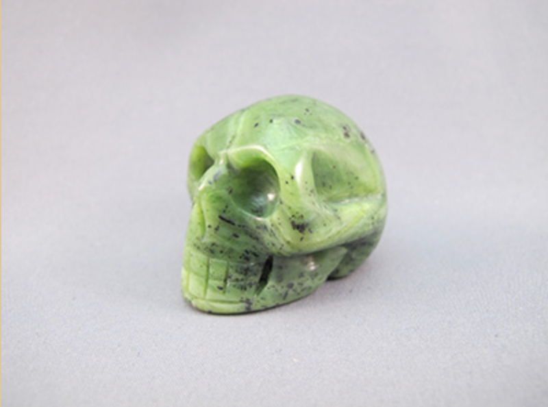 J-S-60 : Green Nephrite Jade Crystal Skull