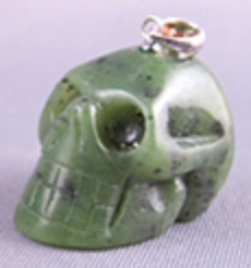 SP-1-DGNJ  : Dark Green Nephrite Jade Crystal Skull Pendant