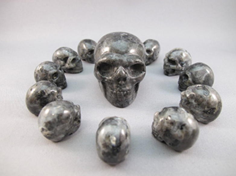 CS-13-LVK : Larvikite 13 Crystal Skulls Set