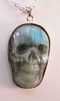 DI-L-B : Blue-Green Flash Labradorite Crystal Skull Pendant