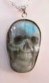 DI-L-B : Blue-Green Flash Labradorite Crystal Skull Pendant