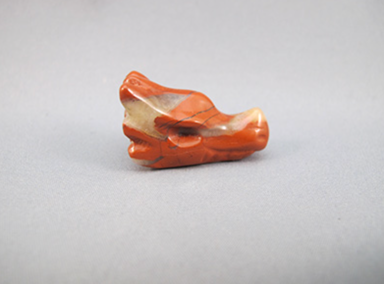 RJ-DR-12-w : Red & White Jasper Mini Dragon Skull
