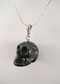 D-LP-N-s : Large Silver & Gold Flash Nuummite  Crystal Skull Pendant