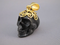 J-GPL-FL-MT : Filigree 18K Gold Vermeil Meteorite Crystal Skull Pendant (large)