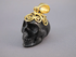J-GPL-FL-MT : Filigree 18K Gold Vermeil Meteorite Crystal Skull Pendant (large)