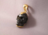 J-GPL-TK : 18K Gold Vermeil Halfmoon Black Tektite Crystal Skull Pendant (large)