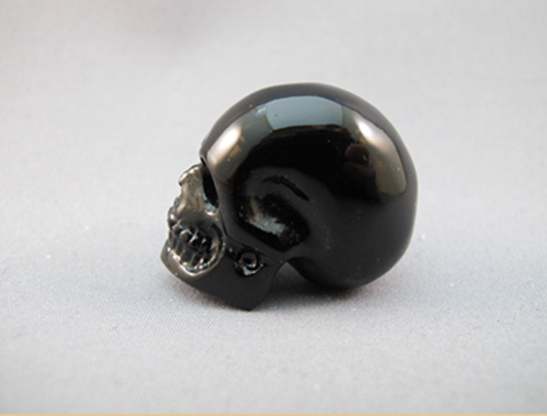MTBT-M-22-mr : Moon Rock Energized Black Tektite Crystal Skull