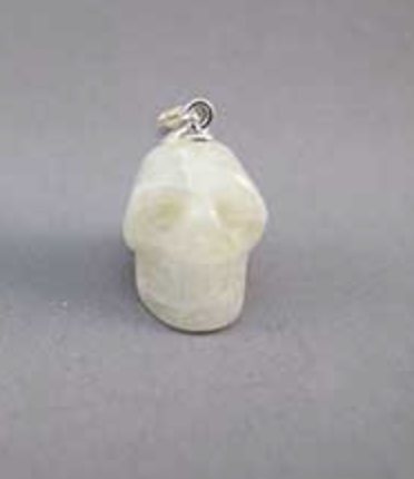 SP-1-MS-W : White Moonstone Crystal Skull Pendant (small)