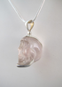 J-SS-MG-14 : Sterling Silver 55 Carat Gem Morganite  Crystal Skull Pendant