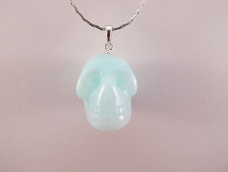MP-1-BOP-a :  Blue Opal Crystal Skull Pendant - Grade A (medium)