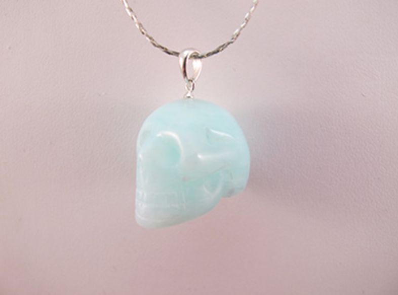 MP-1-BOP-a :  Blue Opal Crystal Skull Pendant - Grade A (medium)