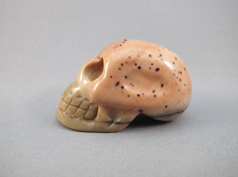 PW-S-55-m-fb  : Freckled Blush Petrified Wood  Mayan Crystal Skull