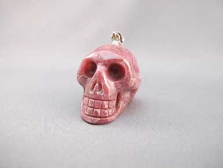 MP-1-RH : Rhodonite Crystal Skull Pendant (medium)