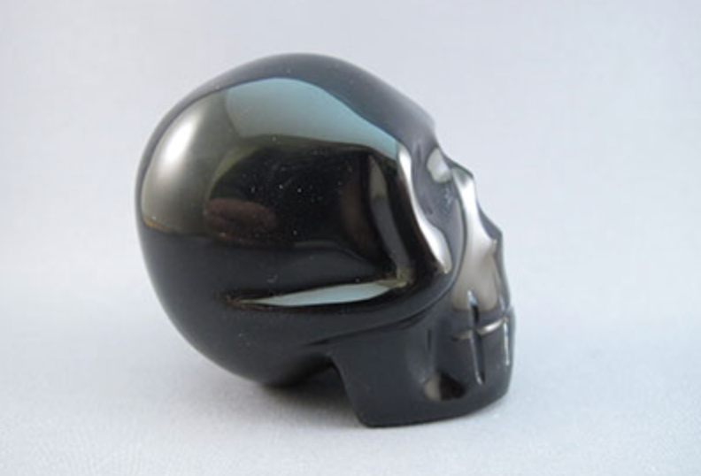 RO-M-228 :  Teal/Green Rainbow Obsidian Crystal Skull