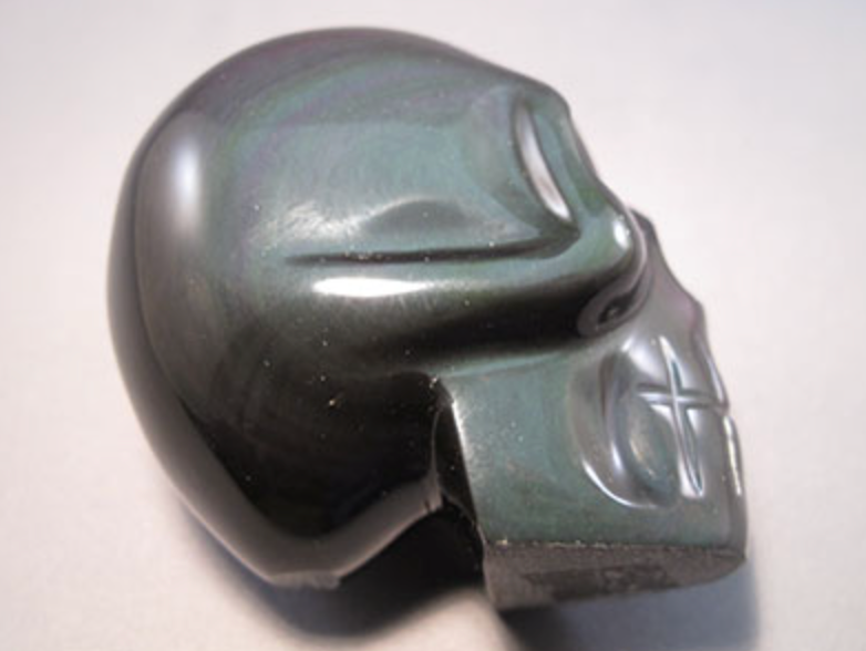 RO-M-228 :  Teal/Green Rainbow Obsidian Crystal Skull
