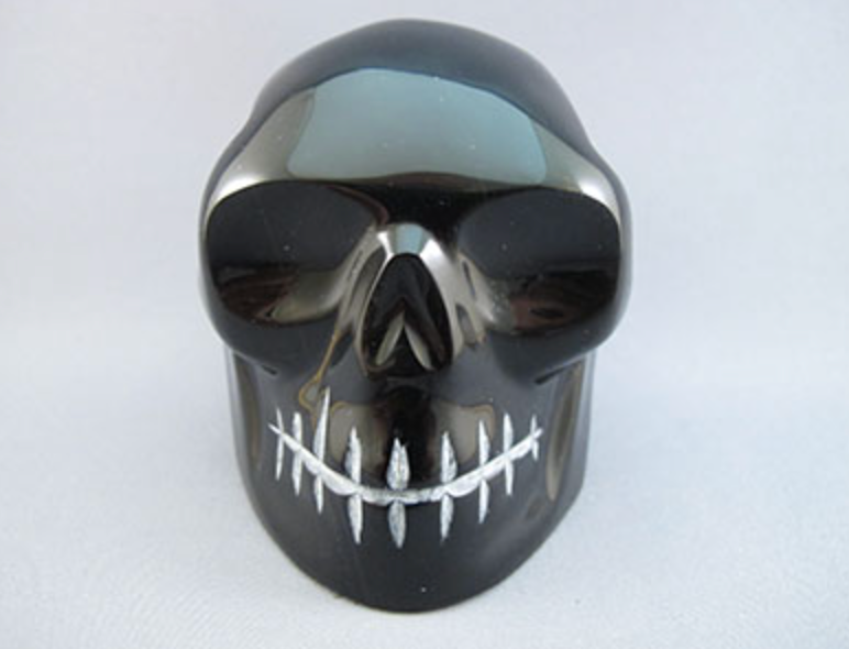 RO-L-583 :  Teal/Green Rainbow Obsidian Crystal Skull