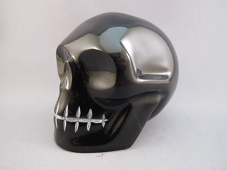 RO-L-583 :  Teal/Green Rainbow Obsidian Crystal Skull