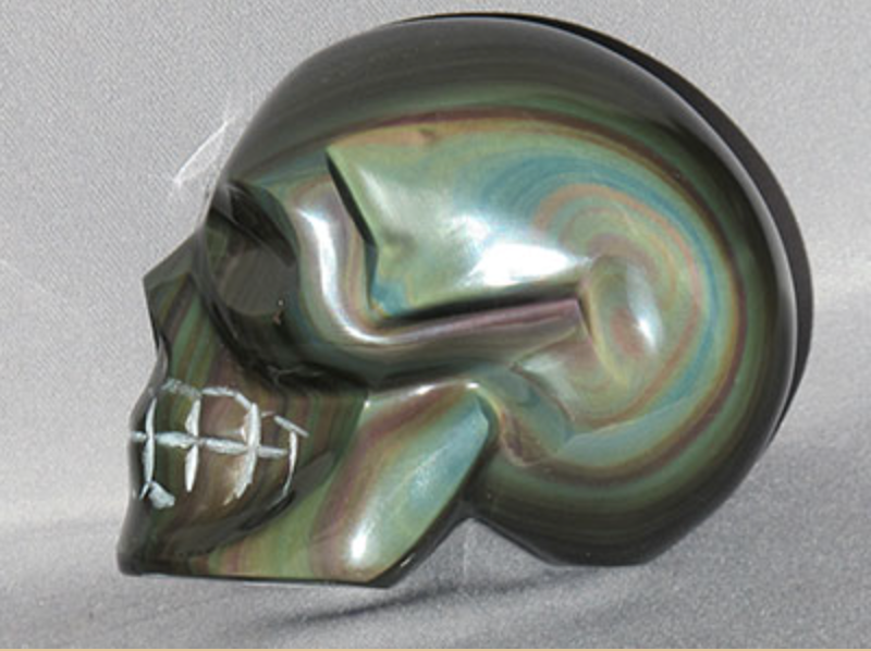 RO-L-577 : Rainbow Obsidian Crystal Skull