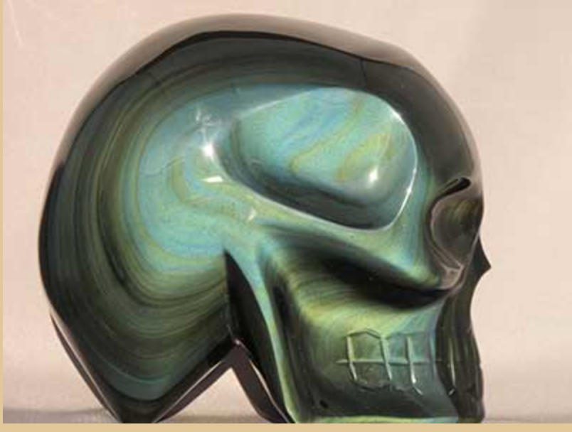RO-L-3027 :  Rainbow Obsidian Crystal Skull