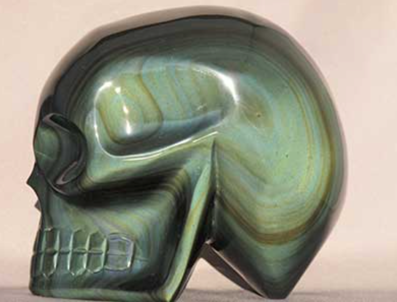 RO-L-3027 :  Rainbow Obsidian Crystal Skull