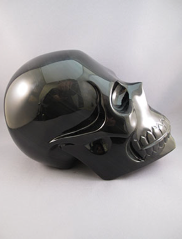 RO-L-4031 :  Emerald Green Rainbow Obsidian Crystal Skull