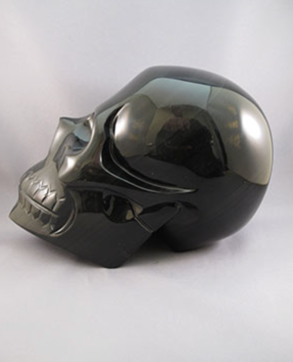 RO-L-4031 :  Emerald Green Rainbow Obsidian Crystal Skull