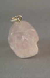 SP-1-RQ : Rose Quartz Crystal Skull Pendant (small)