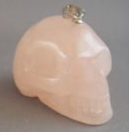 LP-1-RQ - Rose Quartz Crystal Skull Pendant (large)