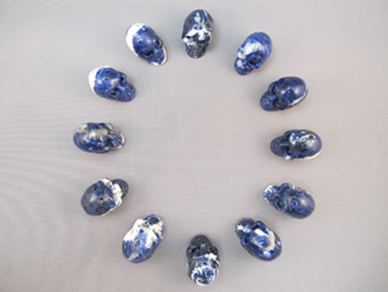 CS-12-BS-D : Dark Blue Sodalite 12 Crystal Skulls Set