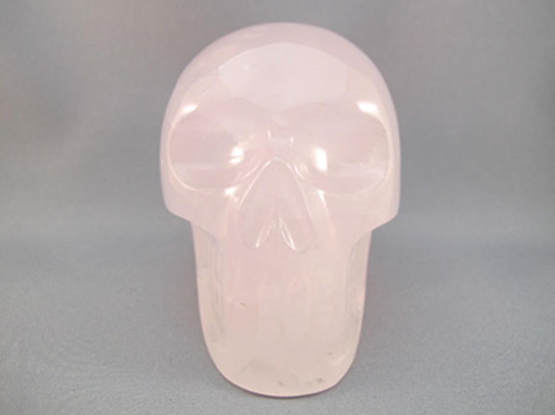 SRQ-L-1012 : Triple Star Rose Quartz Crystal Skull