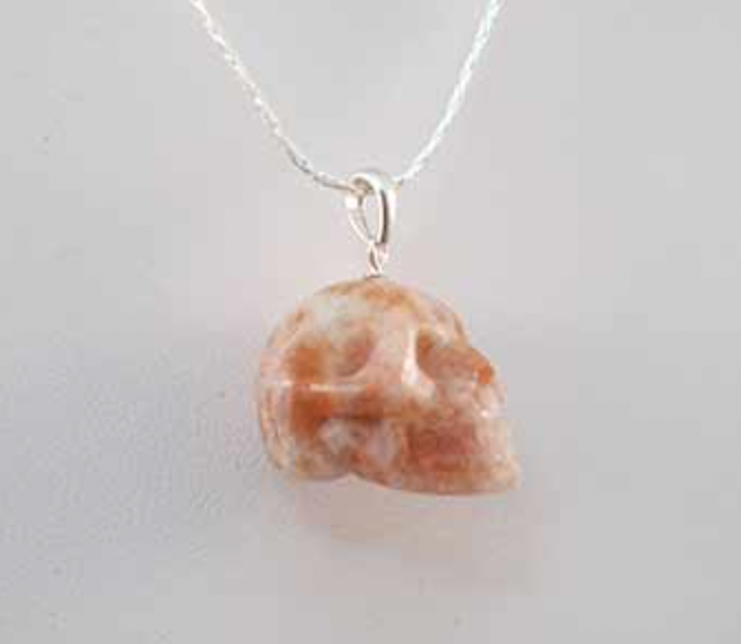 SLP-1-ST : Sunstone Crystal Skull Pendant (small)
