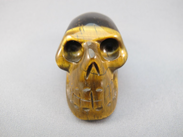 TE-S-90-m : Mayan-Style Tiger Eye Crystal Skull