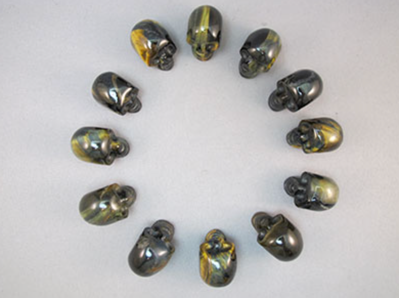 CS-12-BTE : Blue Tiger Eye 12 Crystal Skulls Set