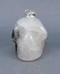 SP-1-BTQ-W : White Tones - Black Tourmalinated Crystal Skull Pendant (small)