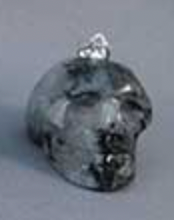 SP-1-BTQ-B : Black Tones - Black Tourmalinated Crystal Skull Pendant (small)