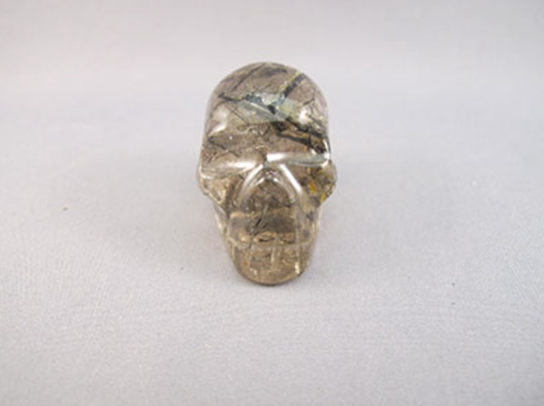 BTQ-S-40 : Tourmalinated Smoky Quartz Crystal Skull