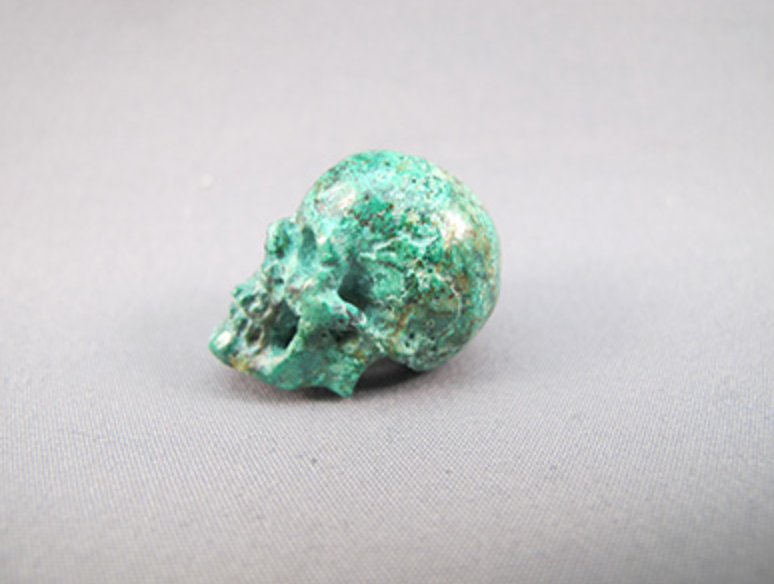 T-S-6.6  : Anatomical Gem Green Turquoise Crystal Skull