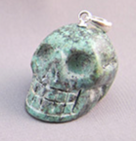 MP-1-T-d : Dark Blue-Green African Turquoise  Crystal Skull Pendant