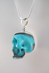 J-SS-T-16 : Sterling Silver Campitos Turquoise Crystal Skull Pendant