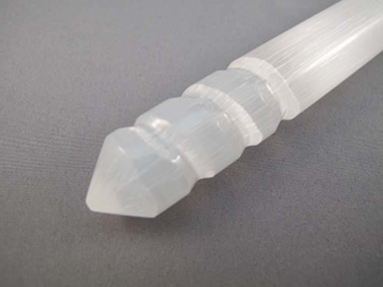 SL-W-85-t : Selenite Crystal Skull Wand - SKULL TOP